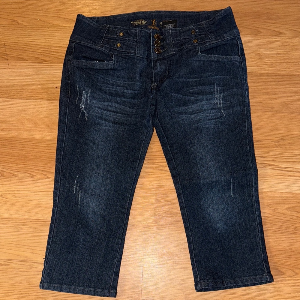 JZ premium size 9 Stylish Dark Blue Women's Jeans capri cropped
